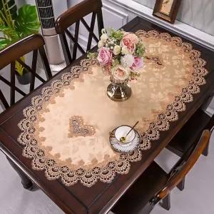Fabric Lace Oval Tablecloth Living Room Coffee Table Tablecloth European Lace Cover Cloth Internet Celebrity Cover Towel