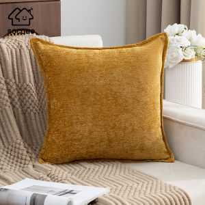 [New Arrival]Socone Chenille Throw Pillow Cover17x17 Inch (45x45cm) Solid Square Decor Cushion Cover 6 Colors for Sofa Bed Window