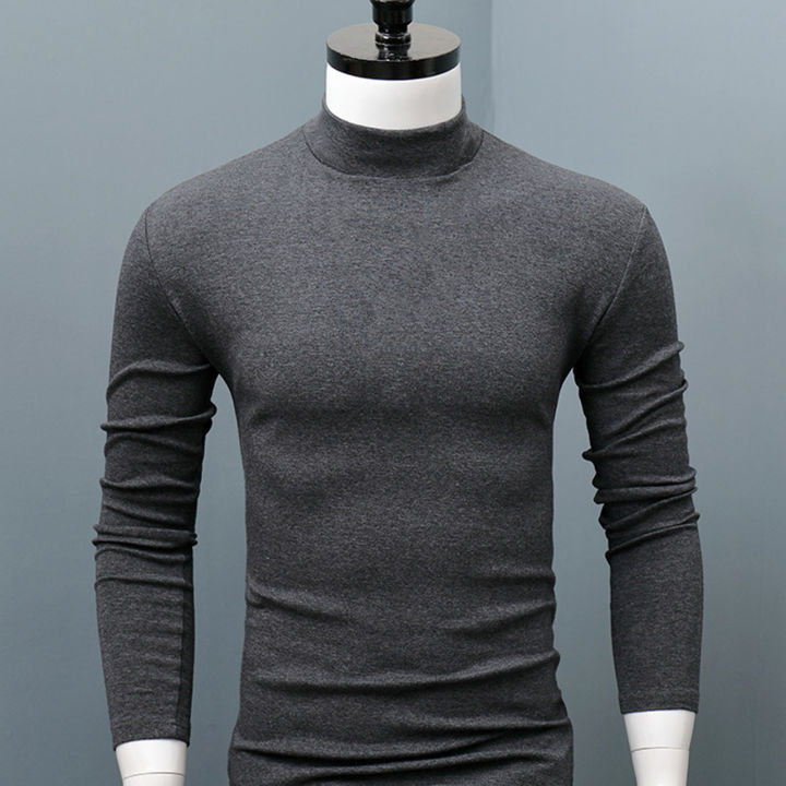 Mock Turtleneck Shirt Men Short Sleeve Turtleneck Mens Short
