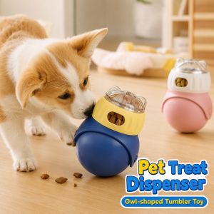 Owl Shaped Interactive Pet Treat Dispenser Wobble Food Puzzle For Cats Dogs Durable ABS Slow Feeder Fun Play Toy