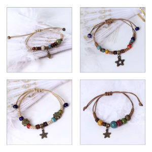 Trendy Ethnic Style Ceramic Bracelet Handmade Beaded Bracelet Bangles Distinctive and Perfect for Daily Wear and Parties