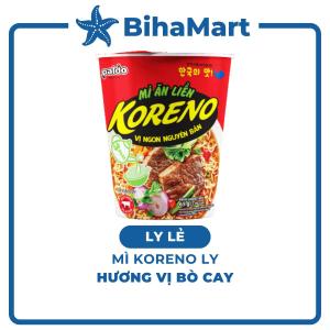 [LY LẺ] - PALDO - Mì ly Koreno vị Bò cay Mì ly Bò cay Koreno Hàn Quốc Koreno mì ly bò cay (65g/ly)