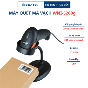 Máy Quét Mã Vạch cầm tay 2D Winson WNI-5260 Có Chân Đế | Máy quét Cho Tạp Hóa Shop Thời Trang