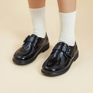 New Childrens Black Shoes Korean Style Fashion Student Black Shoes for Boys Comfortable Durable Stylish Trendy Design Suitable for All Seasons 095523