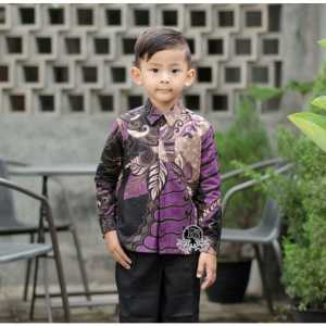 Baju batik anak laki laki lengan panjang dan pendek usia 2 sampai 10 tahun Couple batik ayah dan anak cowok kekinian