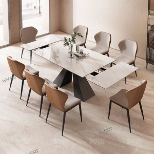 Retractable Dining Table For Small Household Multifunctional Foldable Stretchable Rock Plate Dining Table And Chair Combination