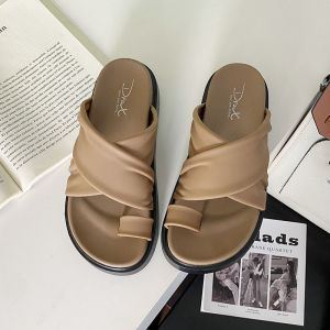 CINDERR cool slippers for women are versatile soft-soled sandals suitable for beach wear with cross-over thick soles and toe covers #WT397