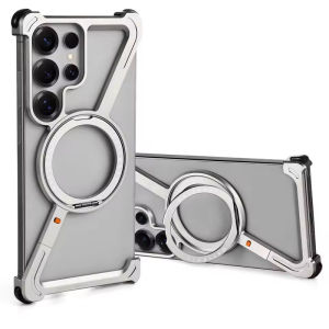 [Jlk] MagSafe Case Ốp lưng kim loại cho Samsung Galaxy Z gấp 7 6 5 S25 S24 siêu vỏ điện thoại với giá đỡ từ tính xoay 360 ° vỏ chống lớp bảo vệ chống rơi không khung bằng kim loại