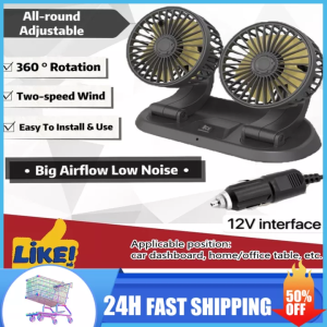 【COD】2024NEW Mini USB Car Fan 12V/24V 3 heads car electric fan 360 Degree Low Noise Car Cooler Adjustable 2 Speed Double-head Car Fan For All models of cars and trucks Car Auto Air Cooling Fan-(Intl)