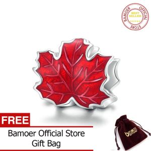 BAMOER Charm Bạc Ý 925 Thật Tráng Men Hình Lá Phong Quá Trình Oxy Hóa Nguyên Bản Cho Trang Sức Tự Làm Thương Hiệu BSC335