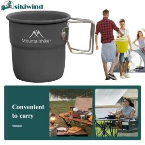 300ml Camping Water Cup with Foldable Handle Portable Cup Tableware Lightweight Camping Cup for Tourist Trekking Hiking