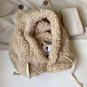 RANZH Comfortable Winter Ear Protection With Cute Cap Cartoon Hat Korean Hat Women Plush Hat Lamb Fleece Hat Bear Ears