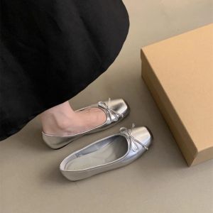 Free Shipping Spring New Style Square-Toe Shallow-Mouth Loafers With Bowknot WomenS Flat Shoes Slip-On Shoes 2026 Split-Toe
