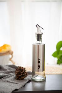 Bình Đựng Gia Vị KONCO 1 Lọ Đựng Dầu Chai Thủy Tinh Đựng Nước Sốt Giấm Bằng Thép Không Gỉ