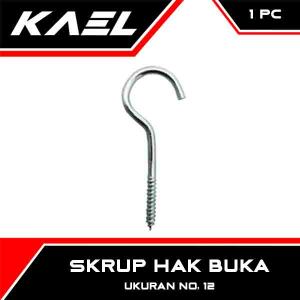 Skrup Hak Terbuka Ukuran No 8 10 12 14 Cantolan Kaitan Kait Buka Screw hook Screwhook Tanda Tanya Ulir Sekrup Kapstok Kandang Burung