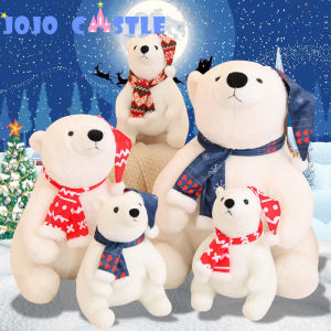 JOJO CASTLE 2025 Merry Christmas 30/45/60cm Hot Sell Plush Cute Soft Anime Polar Bear with Scarf Simulated Cartoon Animals Stuffed Doll Baby Accompany Pillow Gift Christmas Gift