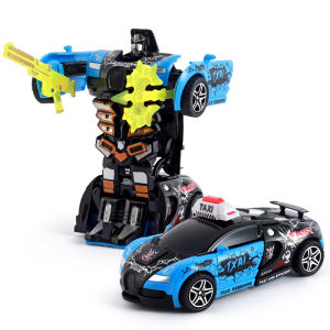 Transforming Deformation Toy Car Inertial Crash Vehicle Robot Model Boy Birthday Gift Kereta Mainan Kanak