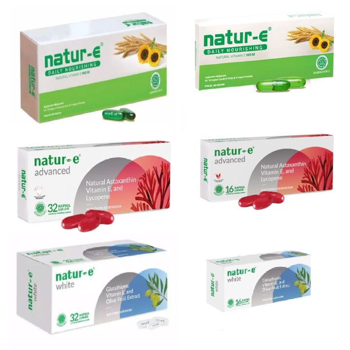 natur e glutathione PERBOX) Natur E Suplemen Kecantikan Kesehatan Kulit Vitamin Kapsul 16 & 32 Capsule- DAILY NOURISHING 100 IU/Advanced Astaxanthin/White Glutathione - Lazada