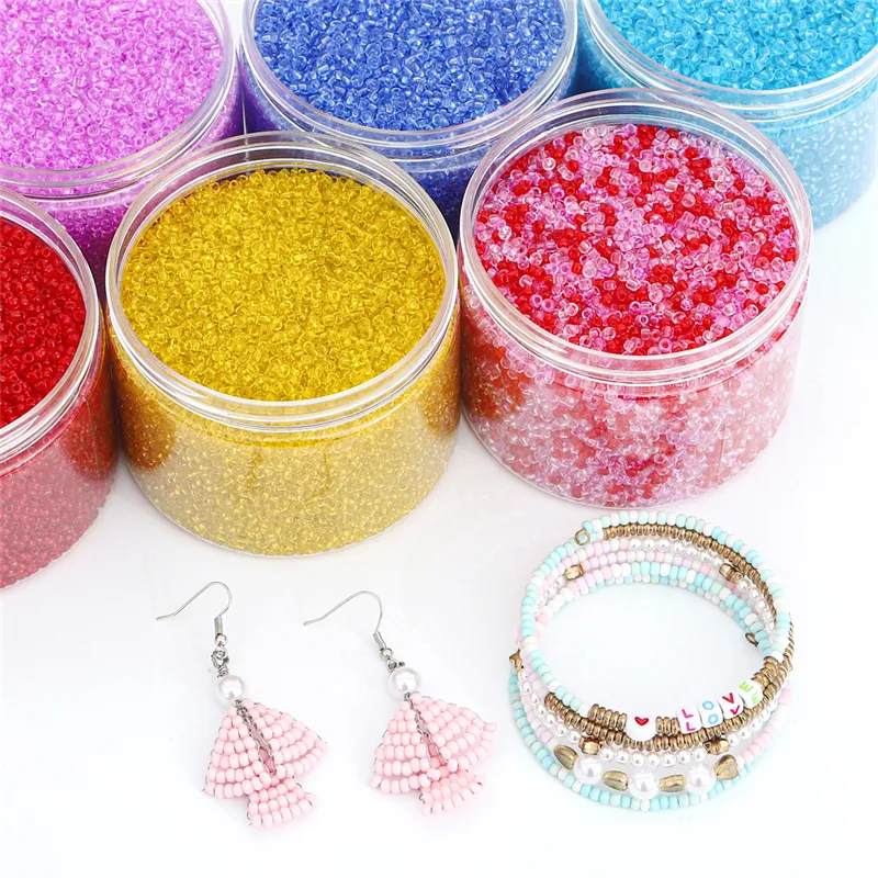 30g 1000pcs/Lot 3mm 8/O Shiny Transparent Colorful Charm Czech Glass Rice  Beads DIY Bracelet Beads for Jewelry Making Needle Work Accessories