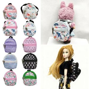 MODERNLUX Cute Flower Design Doll Backpack Cotton Material Double Layer Zipper Canvas Backpack Rucksack Style Multiple Styles BJD Doll Backpack Dollhouse Decors