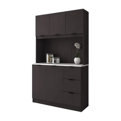 Living Mall Railey Melamine Top 3-Door Tall Kitchen Cabinet with Drawers in 2 Colours