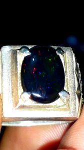 Cincin Perak Batu Kalimaya Black Opal Solid Asli Banten Top Jarong