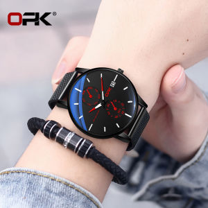 Opk New Mens Watch Original Mesh Steel Belt Fashion Multifunctional Casual Quartz Watch Calendar Luminous Display Relo Water proof