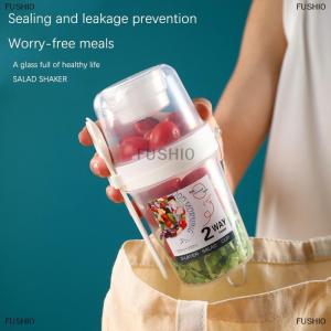 [COD] FUSHI0 Breakfast Fruit Oat Yogurt Salad Cup With Lid And Spoon Two-layers Food Storage Bento Box Fitness Fat-Reduced Taper Bowl