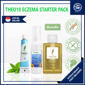 🇸🇬 Theo10 Eczema Starter Pack | Natural Sensitive Skin Itch Prone Redness Relief Dry Skin Cream Lotion Shower Gel Body Wash Moisturizers Ointment Soap Steroid Free Nourishing Safe Outbreak Moisturizer Itchy Beauty Inflammation Anti Fungal Bacteria Viral