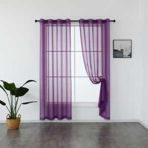 Solid Color Beige Sheer White sheer Curtain for Living Room Bedroom Kitchen Door Window with Ring Korean Sheer 5ft 7ft 8ft Curtain Lace