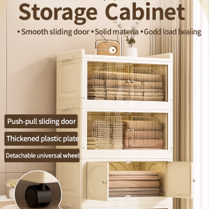 【Lowest Price】Movable Foldable Storage Cabinet Bedroom And Kitchen Multi-Layer Design With Wheels Easy Mobility Collapsible Snack Storage Organizer Space-Saving Foldable Cabinet