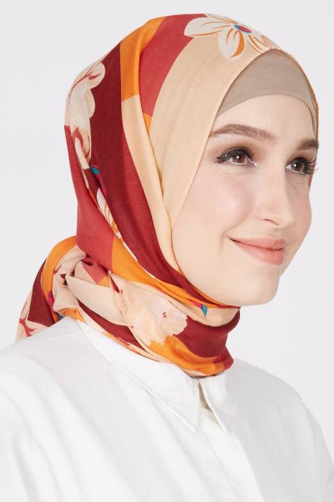 Hijab Dafa Pashmina Bunga Hijab Scraf Jilbab Motif Bunga Kombinasi