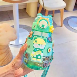 BOTOL MINUM ANAK LUCU HAPPY BEAR 600ml FREE SEDOTAN TALI & Stiker - CTshop