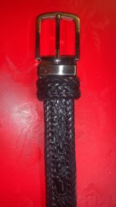 เข็มขัดหนังจระเข้แท้สีดำพร้อมหัวจระเข้ขนาดกว้าง1.2นิ้วแบรนด์ELEPHANT