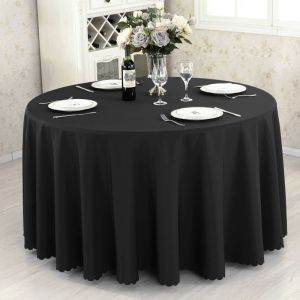 Round Tablecloth Polyester Table Cover 160/180/220/300cm Wedding Party Banquet Dining Table Decor
