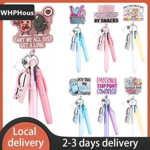 [COD] WHPHous Ship within 24 hours 5in1 Nurse Pen Set Retractable ID Badge Clip Reels Holder Name Holder Keychain Ballpoint Pen Folding Scissors For Nursing Doctor