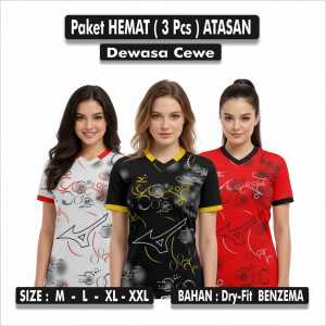 PAKET HEMAT 3PIS Baju atasan wanita terbaru /Baju volly badiminton tenis bulutangkis fitnes gym