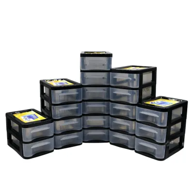 Hodeso Plastic Drawer Storage Box Mini Desktop Organizer Office Desk Drawer Storage Cabinet Slim & Wide Rectangle Cosmetic Stationery Organizer