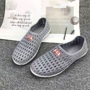 Giày nhựa lười nam đi mưa lỗ tổ ong PVC êm chân chống trơn trượt - Giày bảo hộ lao động G006 Maipy (Xanh/ Ghi)