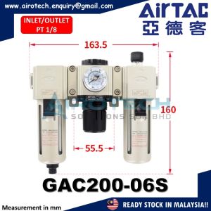 AirTAC GAC Series Filter + Regulator + Lubricator (F+R+L) Combination 1/8" 1/4" 3/8" 1/2" 3/4" 1"