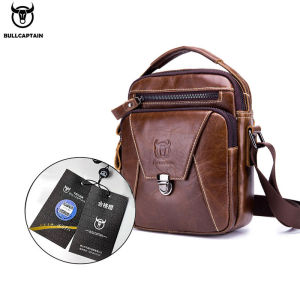 BULLCAPTAIN mens leather shoulder messenger bag casual business portable document bag