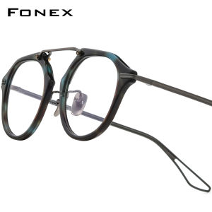 FONEX Acetate Titanium Gọng kính người đàn ông thiết kế thương hiệu cổ điển retro hình bầu dục Kính mắt phụ nữ Nhật Bản chất lượng cao kính tùy chỉnh kính mắt cho mắt dtx119