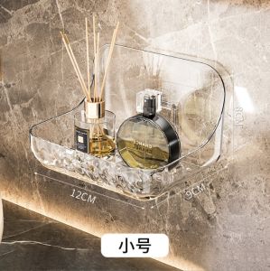 ชั้นวางของติดผนัง ชั้นวางของในห้องน้ำ แบบใส หรูหรา ชั้นเก็บของอเนกประสงค์ ไม่ต้องเจาะผนัง