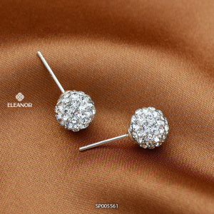 Bông tai nữ chuôi bạc 925 Eleanor Accessories khuyên tai họa tiết hình cầu đính đá phụ kiện trang sức 5561