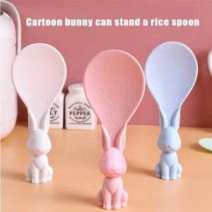 Rice Spoon Wheat Straw Cartoon Rice Scoop Spoon Non-stick Rice Can Stand Vertical Rabbit Rice Spoon