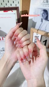 A135 PNat 10 ชิ้นต่อชุด เล็บปลอมเจลแท้แฮนด์เมด สวยหรูดูแพง อัลมอนด์สั้น วัสดุPMMA ออโรร่าวิบวับ ใช้ซ้ำ ติดทน อุปกรณ์*1