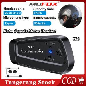 【Ready Stok】MOFOX Y20 Interkom Bluetooth Helm Sepeda Motor Headset Hands Free Call Kit 16 Jenis Mode Cahaya Tahan Air Nirkabel Stereo Headset Dengan Intercome 1000mAh