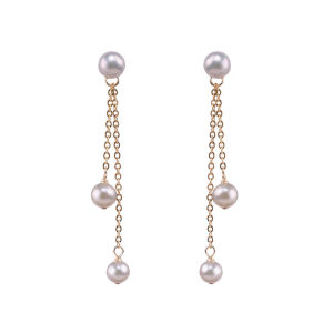Fashion Korean Pearl Earrings for Women Pearl Tassel Drop Earrings Temperament Long Earrings Wedding Party Jewelry