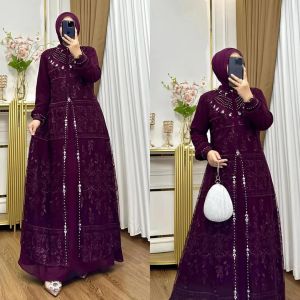 Aqila Dress Matt Ceruty Mix Brukat Apk Payet Baju Dress Kondangan Wanita Dewasa Terbaru 2025 Murah