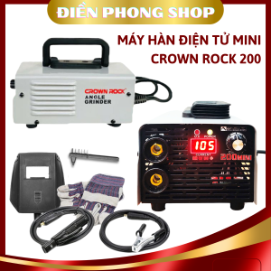 Máy hàn điện tử Crown rock 200MINI chuyên hàn que 2li6 - 3li2 tích hợp công nghệ inverter tiết kiệm điện kèm đủ phụ kiện